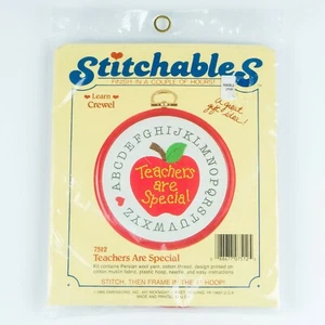 1985 Stitchables Teachers Are Special Beginner Learn Crewel Embroidery Kit New - Picture 1 of 3