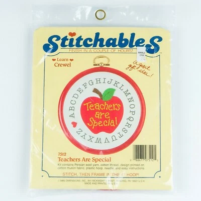 1985 Stitchables Teachers Are Special Beginner Learn Crewel Embroidery Kit New - Image 1 of 3