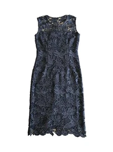 Laura Ashley Navy Lace Midi Dress UK 10 Sheath Stretch Elegant RRP £175 - Picture 1 of 5