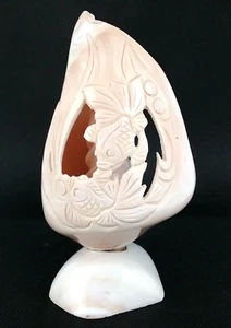Vintage Cone Shell Hand-Carved Seashell Folk Art Nautical Fish Sculpture - Picture 1 of 15