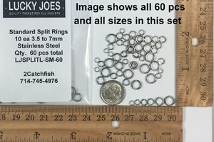 Surtido de anillos divididos de acero inoxidable 60 piezas 6 tamaños 10 ea (pequeño) servicio estándar - Imagen 1 de 4
