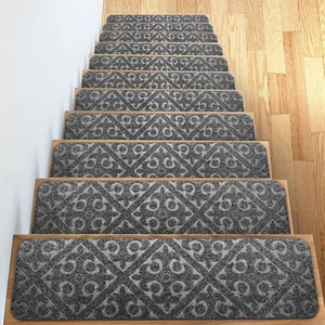 ELOGIO Carpet Stair Treads Set of 13 Non Slip/Skid Rubber Runner Mats or Rug Tre - Picture 1 of 12