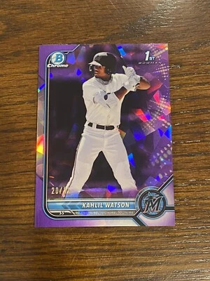 KAHLIL WATSON 2022 Bowman Sapphire 1ST BOWMAN PURPLE REFRACTOR /25 BCP-3 Marlins - Image 1 of 4