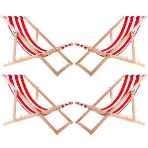 Set 4 Sedie a Sdraio in Legno a Strisce Ideali per Spiaggia Balcone Terrazza - Imagen 1 de 12