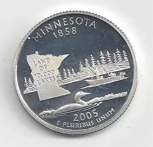 Cuarto de dólar Minnesota 2005 S prueba plata - 90 % plata - Imagen 1 de 2