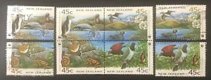 New Zealand 1993 "World Wildlife Fund" FDI Block of 4 + 4 Used Stamps - Picture 1 of 1