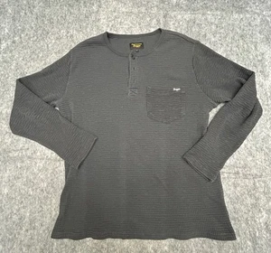 Seager Men’s Waffle Knit Sawpit Thermal Gray Henley Shirt Large - Picture 1 of 5