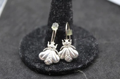 SLANE & SLANE 925 纯银蜜蜂耳环 DANGLE 7/8" 3.9 克 — 第 1/3 张图片