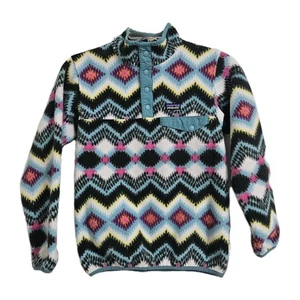 Patagonia Girls Synchilla Snap-T Pastel Aztec Fleece Sweater Pullover Large 12 - Picture 1 of 6