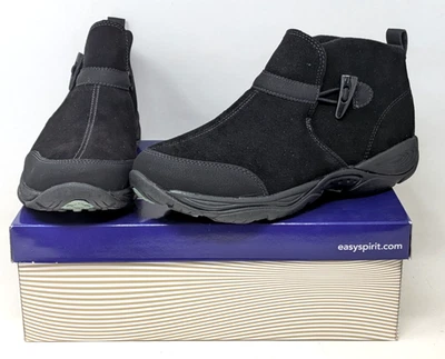 Easy Spirit Explore24 Womens 8 1/2 M Eselita Black Suede Leather Ankle Booties - Image 1 of 4