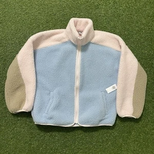 Old Navy Color Block Sherpa Zip Jacket Girls Kids Large L 10-12 Oversized NEW - Picture 1 of 9