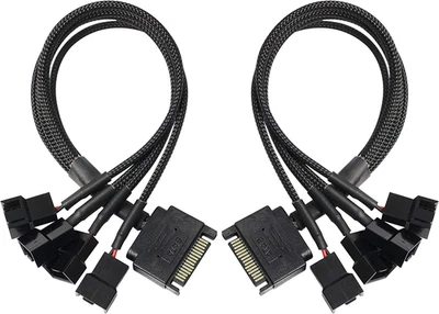 SATA to 3 Pin 4 Pin Fan Adapter,15Pin SATA to 4 X 3 Pin / 4 Pin 12V PC Case Fan - Image 1 of 4