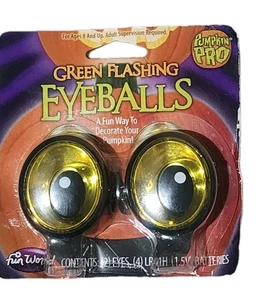 Grüne blinkende Augäpfel Kürbis Pro Fun World batteriebetrieben Halloween Deko - Bild 1 von 3