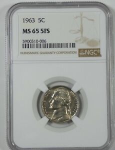 1963 Jefferson Nickel CERTIFIED NGC MS 65 5-Full Steps 5-Cents