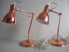 Pair 'JASPER' Industrial Style Desk or Bedside Lamps by TRIO Lighting. Copper
