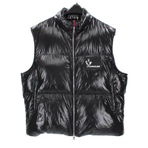 Moncler Banker Logo Quilted Glossy Shell Down Gilet Black Puffer Vest 7 Jacket - Picture 1 of 8