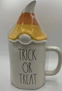 Halloween CANDY CORN Mug With Gnome Topper. - Picture 1 of 4
