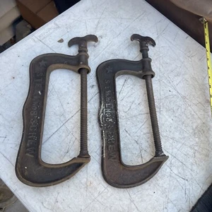 Vintage Pair Of No 8 Clamp P.S.&W. Co Southington Conn USA Steel - Picture 1 of 10