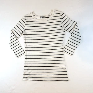 Vince Women Size L White & Black Stripe T Shirt Top 3/4 Sleeves Pullover - Picture 1 of 10