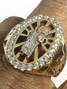 Sale GOLd 14k mens ring Cross St saint jude San juda solid oro 10 ask 8 9 11 12 - Picture 1 of 12