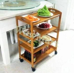 All-purpose 4Tier Bamboo Storage Rack Kitchen Dining Serving Island Cart Trolley - Picture 1 of 6