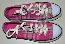Airwalk Girls Size 2 Pink Plaid Canvas Tennis Shoes