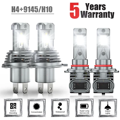 Para Kia Rio 2018-2021 2022 - Combo de 4 piezas faros LED 6000K + Kit de bombillas antiniebla Foto 1 de 4