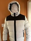 DKNY Men's Snow Hooded Puffer Jacket White/Black Size XL