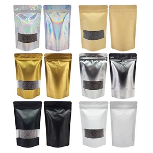 COFFEE PACKAGING STAND UP POUCH BAG WITH ZIPLOCK AND DEGASSING VALVE 100 PCS - Picture 1 of 50