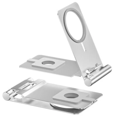 Soporte plegable de aleación de aluminio para teléfono móvil y iWatch para iPhone 16 15 14 13 12 Foto 1 de 4