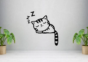 Linda calcomanía de vinilo de arte de pared con diseño inspirado en gato dormido decoración de animales - Imagen 1 de 6
