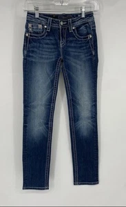 Miss Me Girls Blue Denim 5-Pocket Design Medium Wash Skinny Jeans Size 12 - Picture 1 of 7