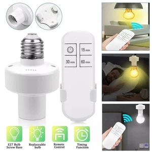 Light Socket Wireless Remote Control E26 E27 Screw Lamp Bulb Holder Base Adapter - Picture 1 of 10