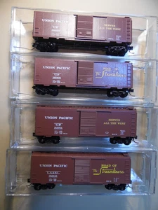 N - Micro-Trains - Set of 4 - 40' Slide Door Boxcar, Union Pacific (all dif #) - Picture 1 of 2