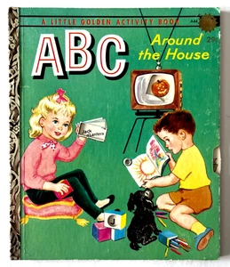 ABC AROUND THE HOUSE ~ w/ WHEEL ~ Little Golden Activity Book, 1st at A44, VG - Imagen 1 de 8
