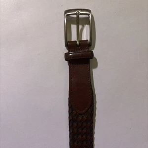 Torino geflochtener Leder Stretch Gürtel Herren 38 braun cognac hellbraun geflochten 6349 USA - Bild 1 von 7
