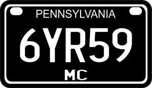 Pennsylvania MC Black Personalized Custom License Plate Motorcycle Size Plate - Picture 1 of 2