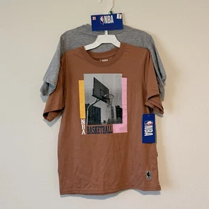 NBA Youth T-Shirt 2-Pack Gray & Brown Size 14–16 Official Licensed NWT Tee Set - Picture 1 of 10