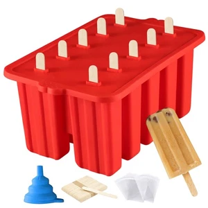 Silicone Popsicle Molds, 10 Cavity, BPA-Free, Red, Cone Shaped, Food Preparat... - Picture 1 of 7