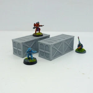 15mm Pair of UNPAINTED sci-fi Shipping Crates tabletop terrain scenery modern - Picture 1 of 4