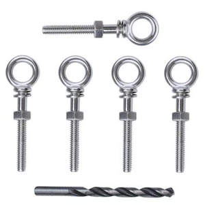 Muzata 5pack 1/4" x 3" Bullone Occhiello Resistente Anello di Sollevamento Spalle Filettato - Foto 1 di 5
