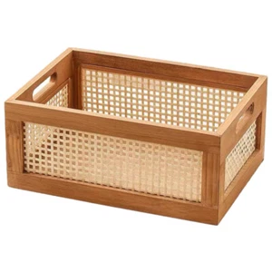 Solid Wood Storage Box Handmade Bamboo Woven Basket Decorative Baby - Picture 1 of 12