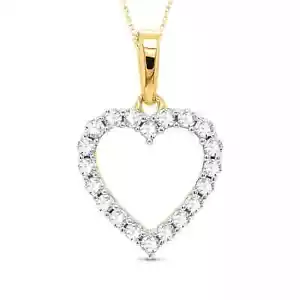 Zertifizierter 0,26 ct natürlicher I2-H Diamant Herz Anhänger 14K Gelbgold 18" Kette - Bild 1 von 10