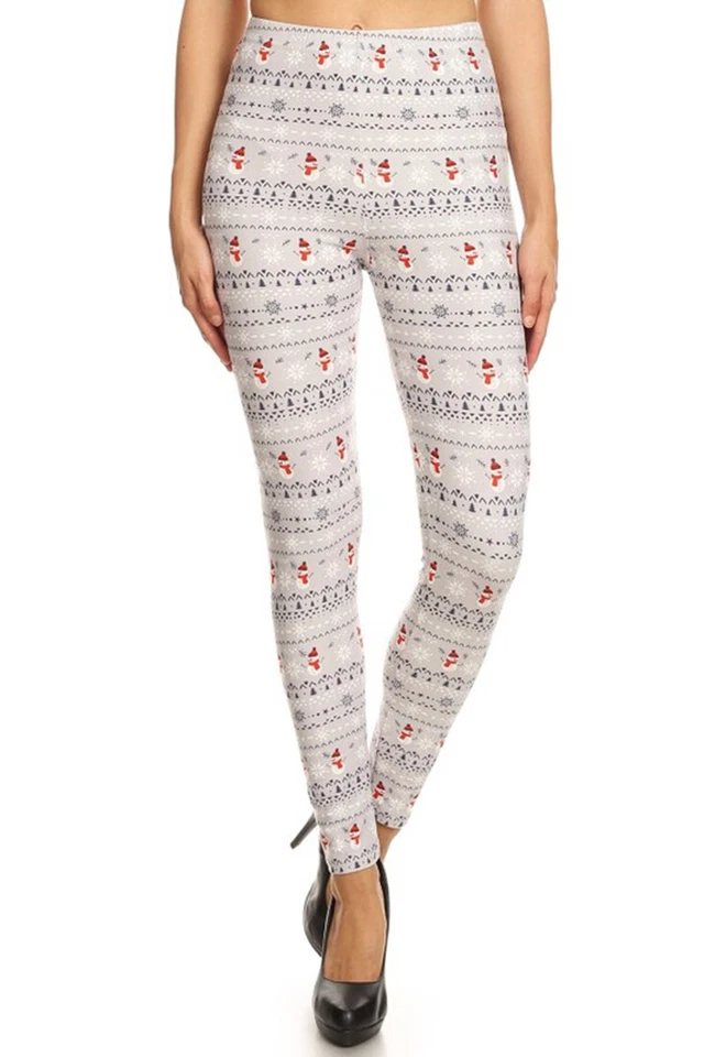 Leggings suaves gráficos estampado navideño cintura alta talla regular y grande para mujer Foto 1 de 1