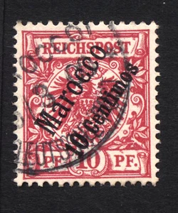 Reichpost Stamp "Offices in Morocco" 10 Pf Overprint 10 centimos - Picture 1 of 2