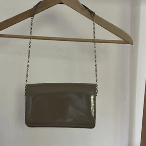 Hobbs Patent Leather Dark Nude Clutch Bag - Picture 1 of 8