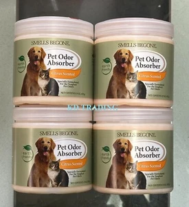 (4-Pk) SMELLS BEGONE Air Freshener Dog Cat PET ODOR ABSORBER Gel CITRUS SCENTED - Picture 1 of 5