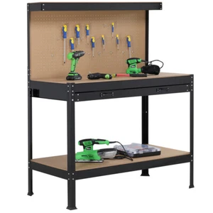 Banco da Lavoro Officina Porta Utensili da Parete Ganci e Cassetti 90x48x140cm - Foto 1 di 9