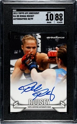 2013 Topps UFC Knockout Ronda Rousey automático/99 Strikeforce grado 10 autógrafo Foto 1 de 2
