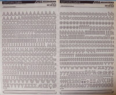 Mecanorma Dry Transfer Lettering Sheet A3, Letraset, #91 Serif Gothic Outl. 12mm • 6.01€